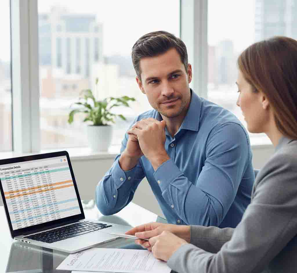 Professional negotiating salary with HR manager in the U.S.