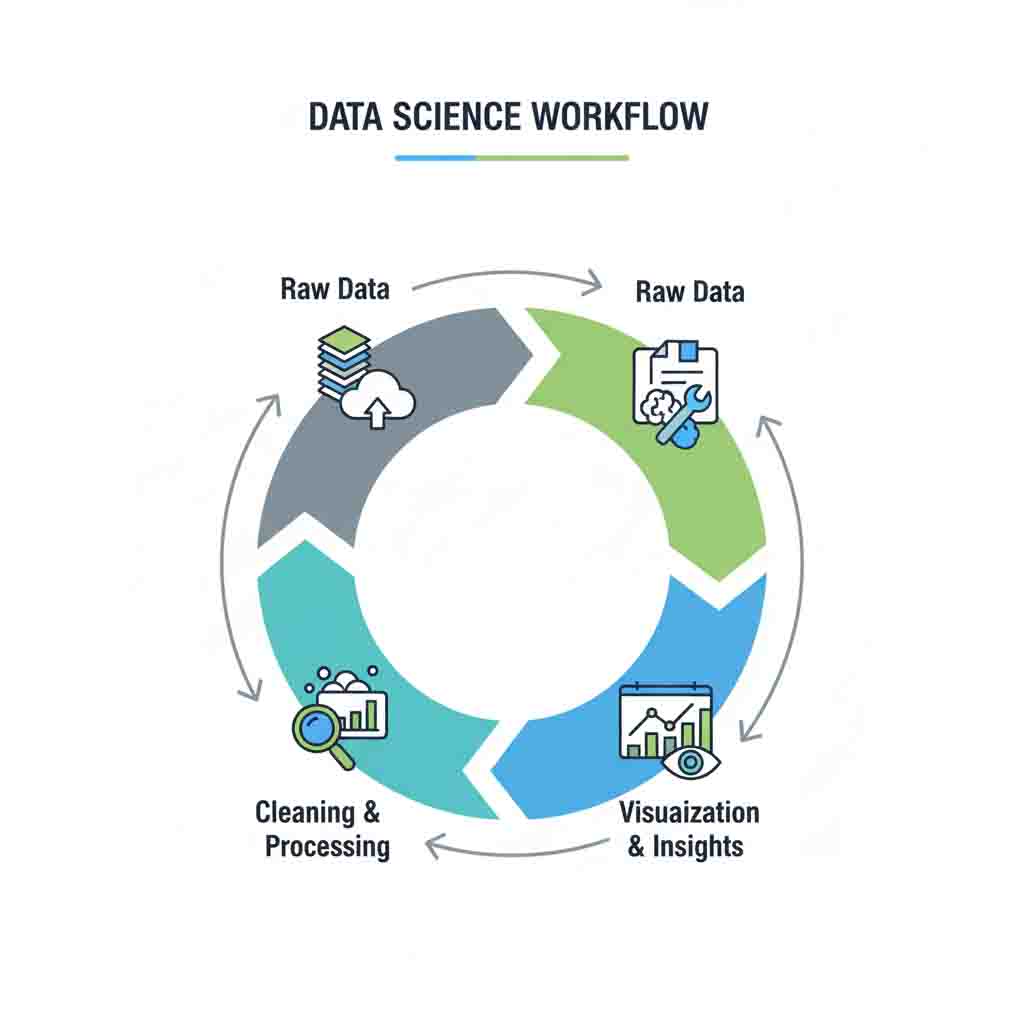 Data Science Workflow Process from Raw Data to Insights