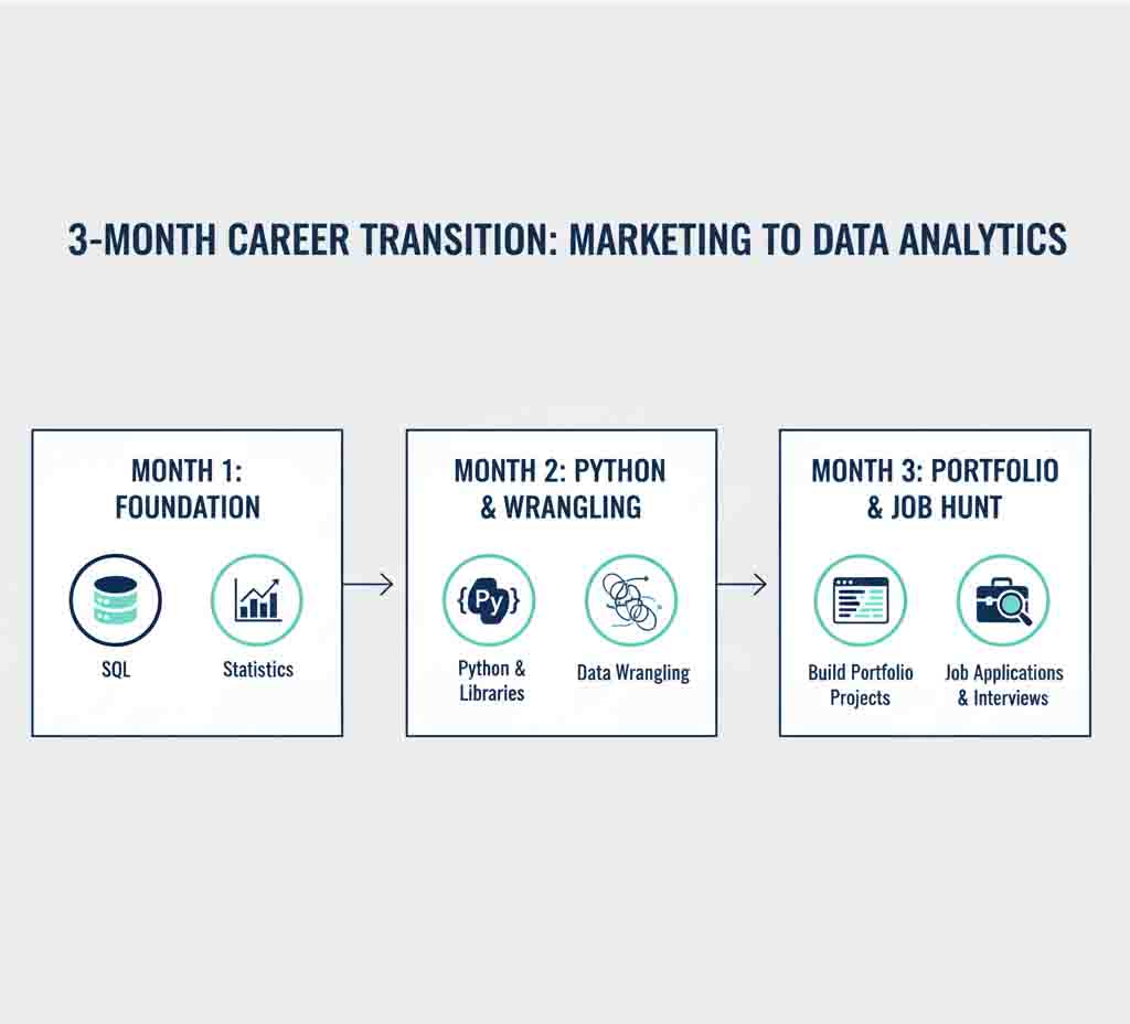 3-Month Marketing to Data Analyst Career Transition Roadmap