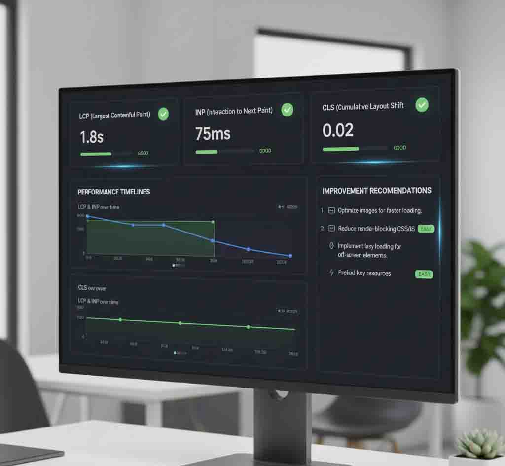 Web Performance Optimization Dashboard with Core Web Vitals Metrics