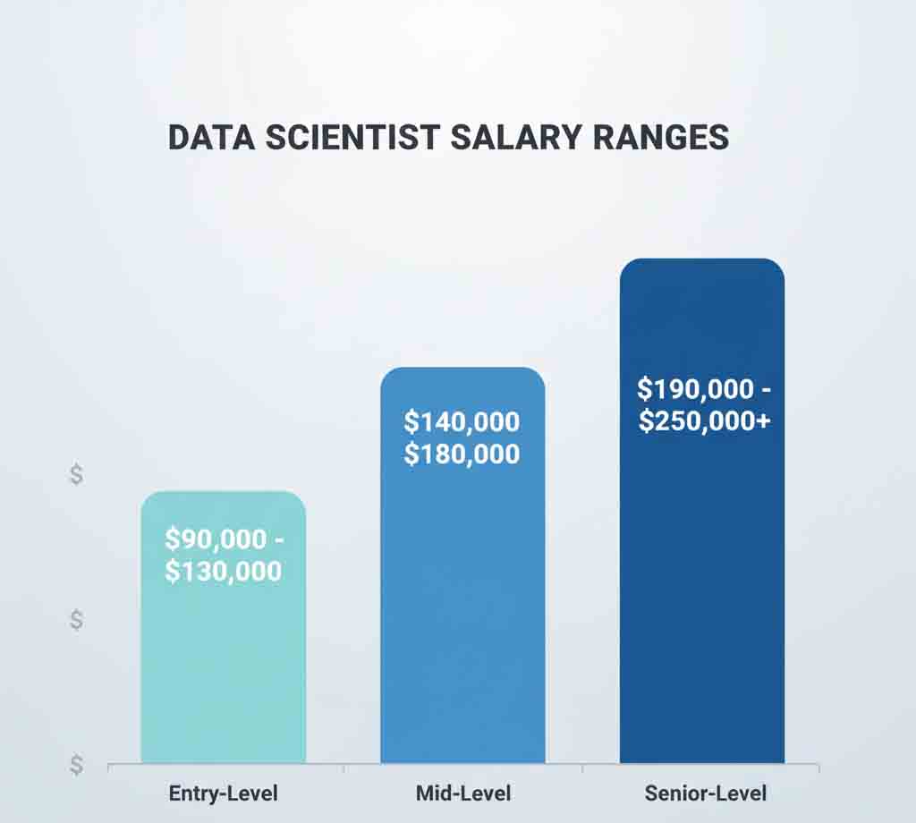 Data Scientist Salary Comparison Bar Chart by Experience Level