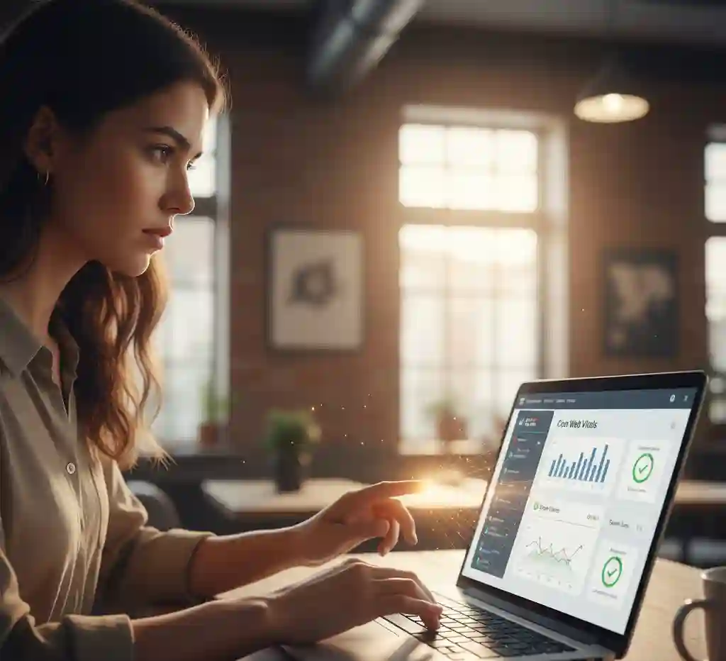 Diagram showing interconnected elements of web performance optimization: CDN, servers, data, and browser.