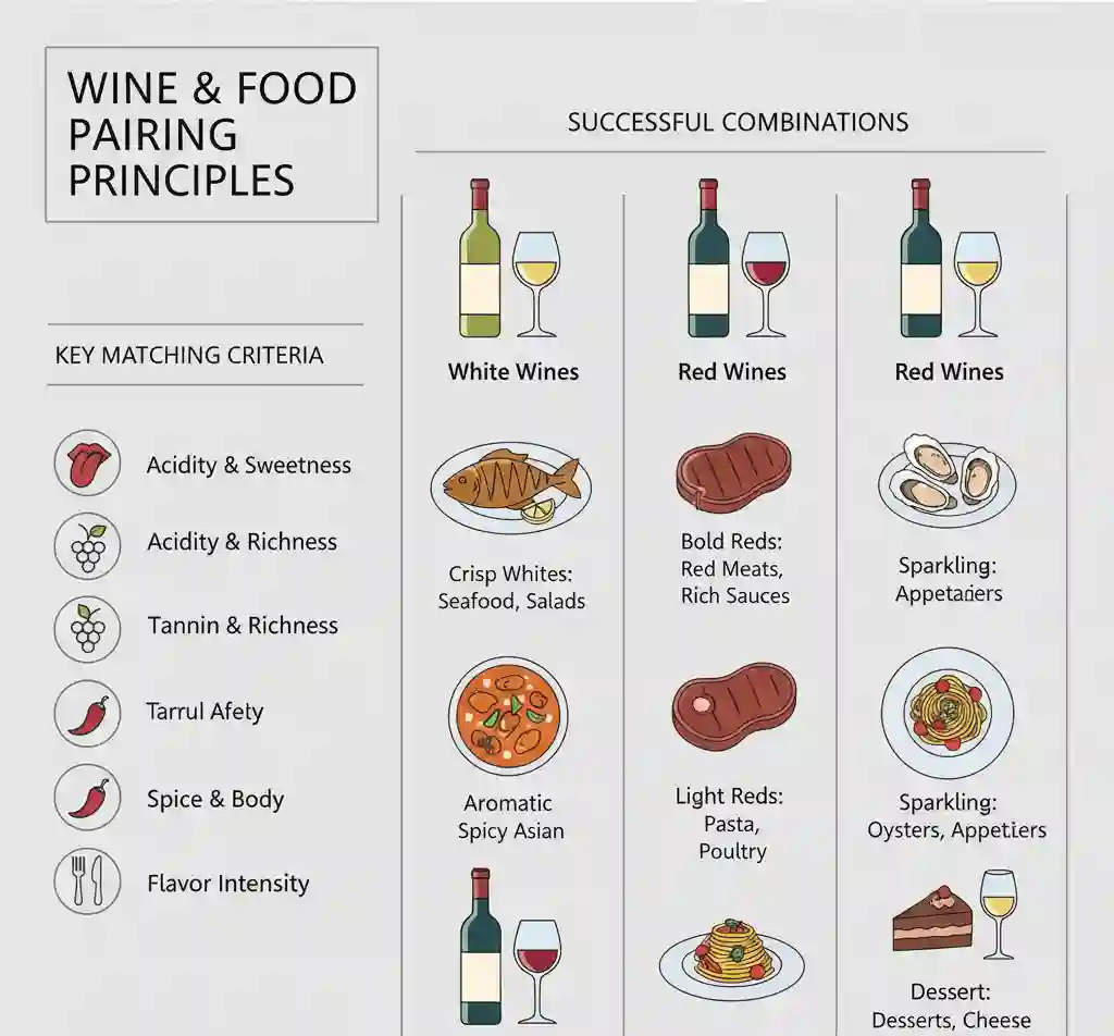 Wine and food pairing principles educational infographic